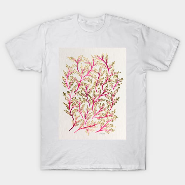 Pink Gold Branches T-Shirt by CatCoq